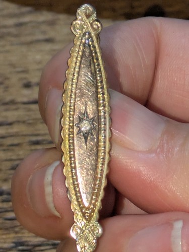 Antique bar brooch stamped - antique,