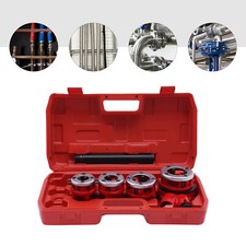 Ratchet Pipe Threader Iron Tube Pipe Threading Kit 1/2''-1-1/4'' BSPT 4Die Heads