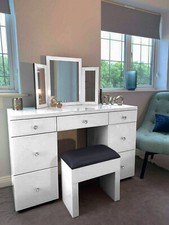 Mirrored Furniture Glass White