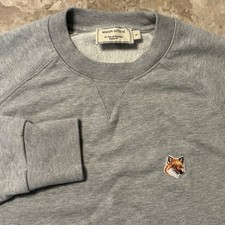Maison Kitsune Sweatshirt Mens Small Grey Long Sleeve Crew Fox French Terry