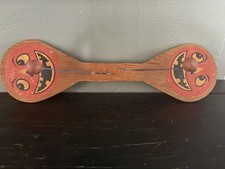 Unique Vintage Halloween Double Sided Wood Noisemaker Jack O Lantern Clackers 