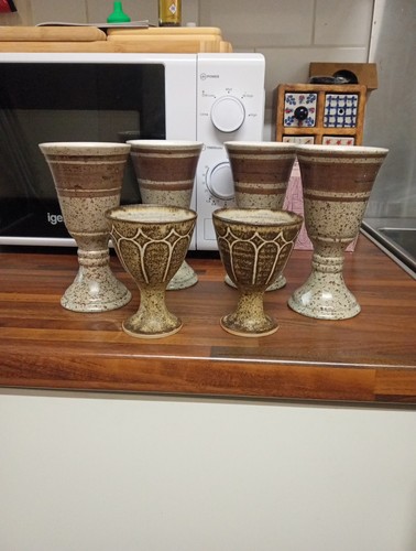 Studio art pottery goblets - 6x,