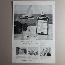 Ballantines Scotch Whisky Sailing Yacht 1959 Original Paper Magazine Advert