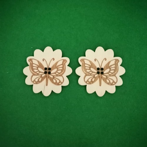 Large engraved wooden button - button,