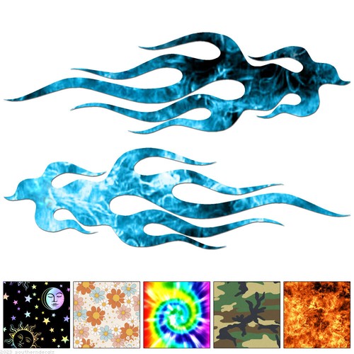 Flames fire pair decal - -,