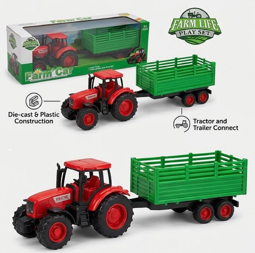 Farm tractor with trailer toy - farm,