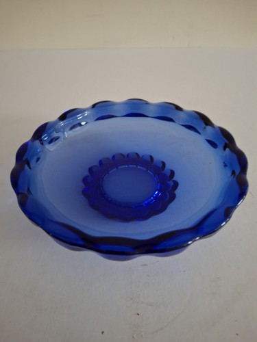 Cobalt blue glass footed dish - blue,