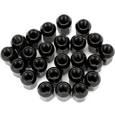 Wheel Nuts (24) Black for Nissan Navara [D40] 04-15 on Aftermarket Wheels