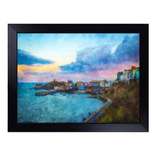 Tenby Harbour in Pembrokeshire Wales Painting Lap Tray Cushioned Bean Bag Padded
