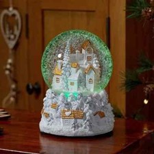 Christmas LED Snow Globe Decoration Xmas Village Scene Musical Colour Changing