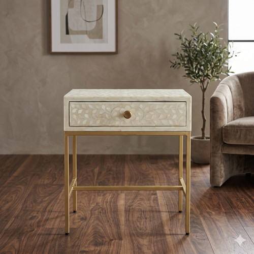 White bone inlay nightstand - nightstand, 1