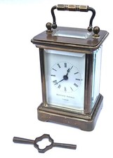 MATTHEW NORMAN CORNICHE CARRIAGE CLOCK Miniature 8 Day Brass Glass Swiss