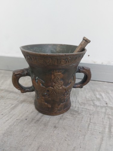 Antique conical bronze mortar - conical,