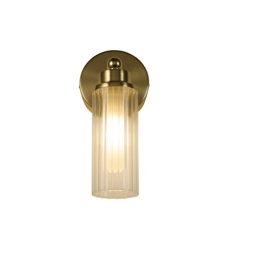 Satin brass ribbed glass - brass,
