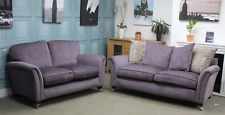 PARKER KNOLL PAIR DEVONSHIRE L2 & 2 SEATER SOFAS IN AMETHYST FABRIC. RRP £4096.