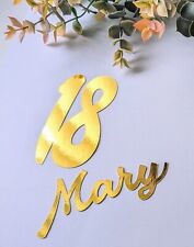 Personalised Cake Topper  Name & Number Glitter / Mirror Charm Decoration