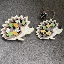 Hedgehogs Wooden Autumn Home