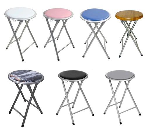 Folding round stool metal - folding,