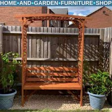 Wooden Garden Arbour Bench Seat Trellis Pergola Roses Plants Climbing Support