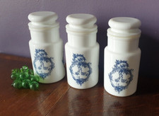 Set of 3 Vintage Italian Milk Glass Apothecary Jars - Kitchen Dressing Table