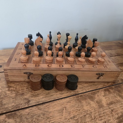 Vintage wooden 3in1 chess - wooden,