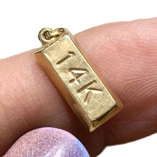 LUX Vintage 14k Gold Bullion Bar, Ingot, Pendant, Charm, Hollow