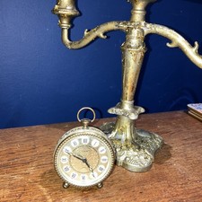 Vintage Gold-tone Gilted Alarm Clock From Germany Europe Spares Repairs