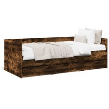 Daybed Trundle with Drawers Smoked Oak 90x200cm EngineeredWood Storage Guest Bed