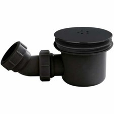 90mm Black & Plastic Fast Flow Shower Tray with Waste Trap for Bathroom