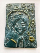 Emily Rhind Islay Studio Pottery Plaque Tile c1970 Mid Century Scottish Pottery