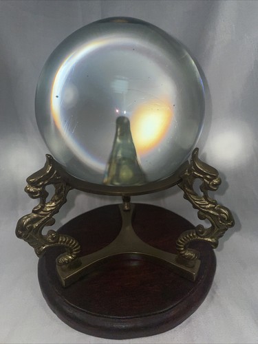 Vintage crystal ball brass - vintage,