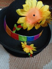 Joblot X3 Clown Comic Jester Bowler Hat Flower  Bookweek Storybook Fancydress