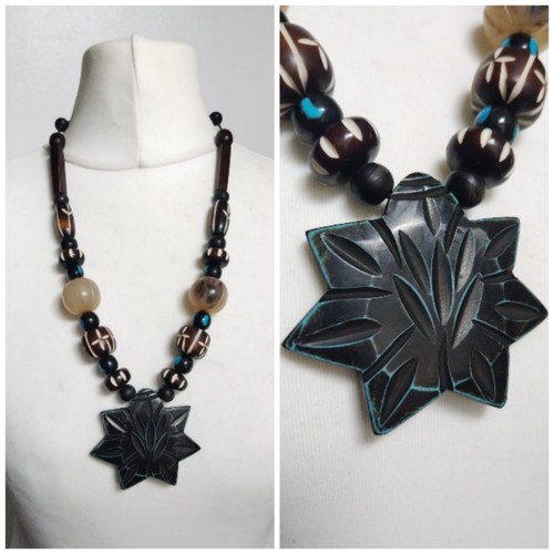 Vintage beige resin - blue, brown