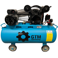 GTM Single-Phase Air Compressor 100L 3kW 400L/min 2 Cyliders Piston Compressor