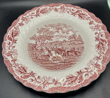 Myott Country Life Plate – 22.5cm – Red Transferware Hunting Scene Staffordshire