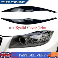 For BMW E90 E91 Eyebrows Headlight Eyelid Cover Trim Gloss Black 3 Series 05-12