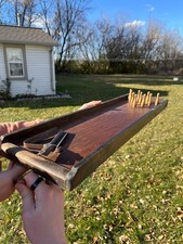 RARE Antique c1920s Wooden Bowling Alley Game 10-Pin  Ball Shooter