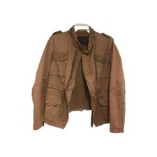 Zara Women Large Jacket Brown Studded Military Campfire Zip Up Utility Grunge