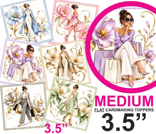 Shopping girls card toppers - shopping,