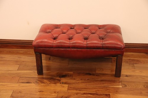 Chesterfield leather footstool - leather,