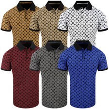 Polo Shirt Mens Luxury Velvet Italian Sport Stripe Logo Slim Fit Stretch T-Shirt