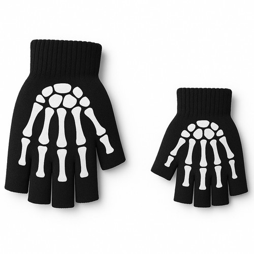 Skeleton fingerless gloves - skeleton,
