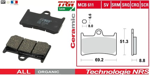 Set front brake pads trw - of,