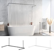 Shower Rail Set for Bath, U Shape, Ceiling Mounts, Hooks  included, 70x165x70cm