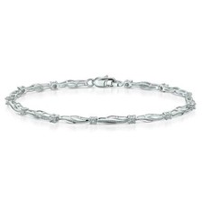 H Samuel Ladies Silver & Diamond Bracelet  7.5" Length Fully Hallmarked