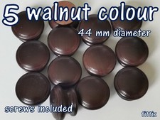 5 x  Walnut Colour Wooden  Knobs  Kitchen Doors  Cabinets 44 mm Diameter Wood