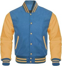 Blue Wool Real Golden Leather