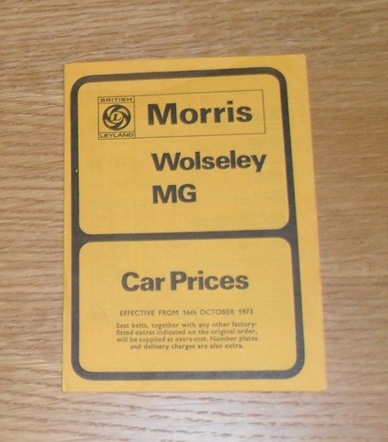 Morris wolseley price list - wolseley,