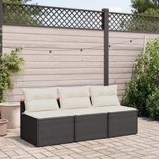 Garden Sofa Black PE rattan