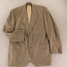 VTG Tweed Jacket L LT 44L Brown Herringbone Silk Wool Blazer Sport Coat